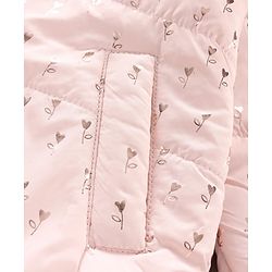 Babyhug Full Sleeves Heart Printed Hooded Jacket - Pink