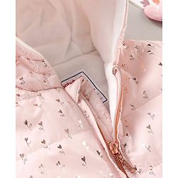 Babyhug Full Sleeves Heart Printed Hooded Jacket - Pink