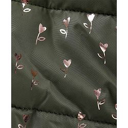 Babyhug Full Sleeves Hooded Fashion Heavy Winter Jacket Floral Print - Olive Green