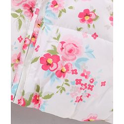 Babyhug Full Sleeves Hooded Fashion Heavy Winter Jacket Floral Print - Pink White