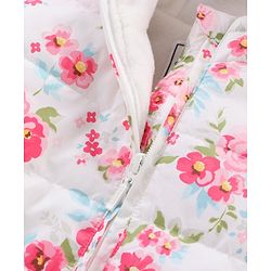 Babyhug Full Sleeves Hooded Fashion Heavy Winter Jacket Floral Print - Pink White