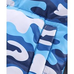 Babyhug Full Sleeves Hooded Fashion Heavy Winter Jacket Camo Print - Blue