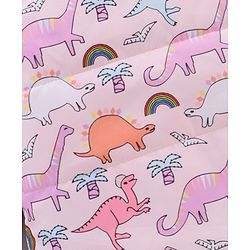 Babyhug Full Sleeves Hooded Fashion Heavy Winter Jacket Dino Print - Pink
