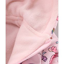 Babyhug Full Sleeves Hooded Fashion Heavy Winter Jacket Dino Print - Pink