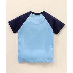 Babyhug Raglan Sleeves T-Shirt & Shorts Set Text & Star Print - Navy Blue