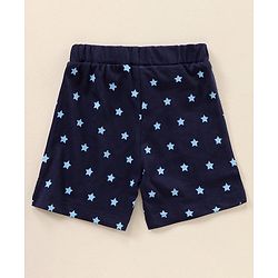 Babyhug Raglan Sleeves T-Shirt & Shorts Set Text & Star Print - Navy Blue