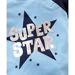 Babyhug Raglan Sleeves T-Shirt & Shorts Set Text & Star Print - Navy Blue