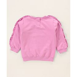 Babyhug Full Sleeves Sweatshirt With Frill At Sleeves & Dino Print - Violet