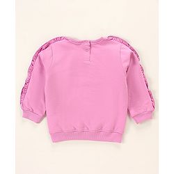 Babyhug Full Sleeves Sweatshirt With Frill At Sleeves & Dino Print - Violet