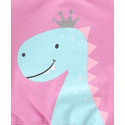 Babyhug Full Sleeves Sweatshirt With Frill At Sleeves & Dino Print - Violet