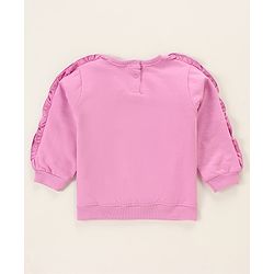 Babyhug Full Sleeves Sweatshirt With Frill At Sleeves & Dino Print - Violet