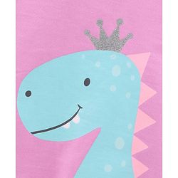 Babyhug Full Sleeves Sweatshirt With Frill At Sleeves & Dino Print - Violet