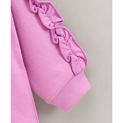 Babyhug Full Sleeves Sweatshirt With Frill At Sleeves & Dino Print - Violet