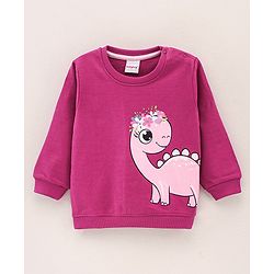 Babyhug Full Sleeves Sweatshirt Dino Print - Violet
