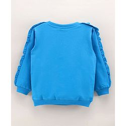 Babyhug Full Sleeves Sweatshirt With Graphics & Frill Detailing - Blue