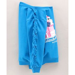 Babyhug Full Sleeves Sweatshirt With Graphics & Frill Detailing - Blue