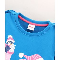 Babyhug Full Sleeves Sweatshirt With Graphics & Frill Detailing - Blue