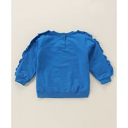 Babyhug Full Sleeves Sweatshirt With Graphics & Frill Detailing - Blue