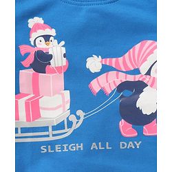 Babyhug Full Sleeves Sweatshirt With Graphics & Frill Detailing - Blue