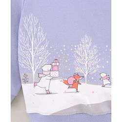Babyhug Full Sleeves Cotton Knit Sweatshirt Snow & Animals Print - Blue