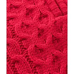 Babyhug Full Sleeves Cable Knit Henley Sweater - Red