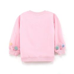 Babyhug Full Sleeves Sweatshirt With Graphics And Pom Pom With Mesh Details at Sleeves- Light Pink