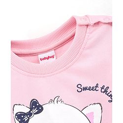 Babyhug Full Sleeves Sweatshirt With Graphics And Pom Pom With Mesh Details at Sleeves- Light Pink