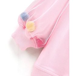 Babyhug Full Sleeves Sweatshirt With Graphics And Pom Pom With Mesh Details at Sleeves- Light Pink