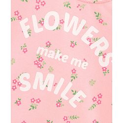 Babyhug Full Sleeves Knit Sweatshirt With Graphics & Floral Print- Peach