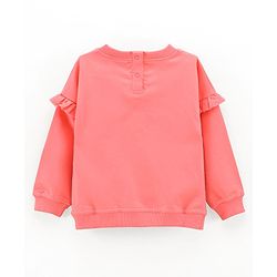 Babyhug Full Sleeves Cotton Knit Sweatshirt Floral Embroidered - Pink