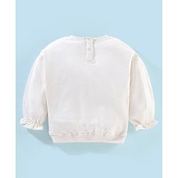 Babyhug Full Sleeves Sweatshirt With Bow and Flower Graphics & Mesh Detailing - Off White