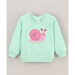 Babyhug Full Sleeves Sweatshirts Snail Graphics Embroidery - Mint Green
