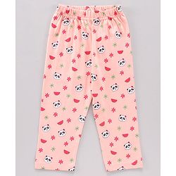 Babyhug Cap Sleeves Top & Capri Set Stripes & Panda Print- Pink
