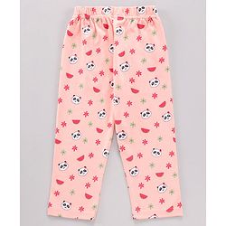 Babyhug Cap Sleeves Top & Capri Set Stripes & Panda Print- Pink