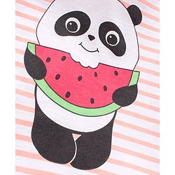 Babyhug Cap Sleeves Top & Capri Set Stripes & Panda Print- Pink
