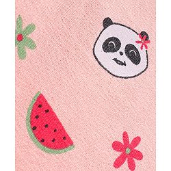 Babyhug Cap Sleeves Top & Capri Set Stripes & Panda Print- Pink
