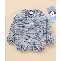 Babyhug Full Sleeves Heavy Gauge Sweater - Light Grey Blue