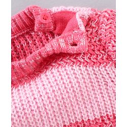 Babyhug Knit Full Sleeves Striped Sweater - Pink