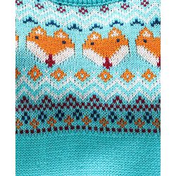 Babyhug Full Sleeves Jacquard Knit Pullover Fox Print - Blue