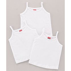 Babyhug 100% Cotton Sleeveless Slips Pack of 3 - White