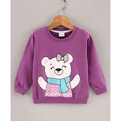 Babyhug Full Sleeves Sweatshirts Teddy Bear Print - Purple