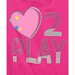 Babyhug Full Sleeves Graphics Sweatshirt With Glitter And Rhinestones Detailing - Pink