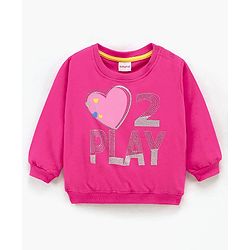 Babyhug Full Sleeves Graphics Sweatshirt With Glitter And Rhinestones Detailing - Pink