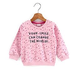 Babyhug Full Sleeves Sweatshirt With Graphics Text Print - Pink