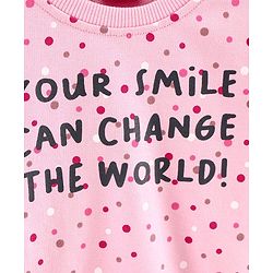 Babyhug Full Sleeves Sweatshirt With Graphics Text Print - Pink