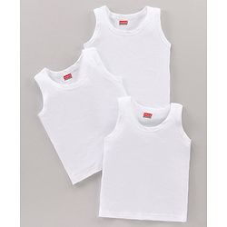 Babyhug 100% Sleeveless Solid Vest Pack Of 3 - White
