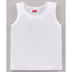 Babyhug 100% Sleeveless Solid Vest Pack Of 3 - White