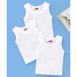 Babyhug 100% Cotton Sleeveless Sando Pack of 3 - White