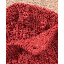 Babyhug Full Sleeves Cable Knit Sweater Solid - Red