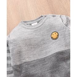 Babyhug Full Sleeves Sweater Color Block Print - Grey
